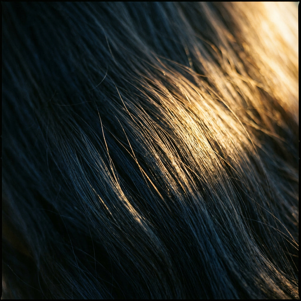 vellmoi Black shade — deep rich black hair with warm highlights